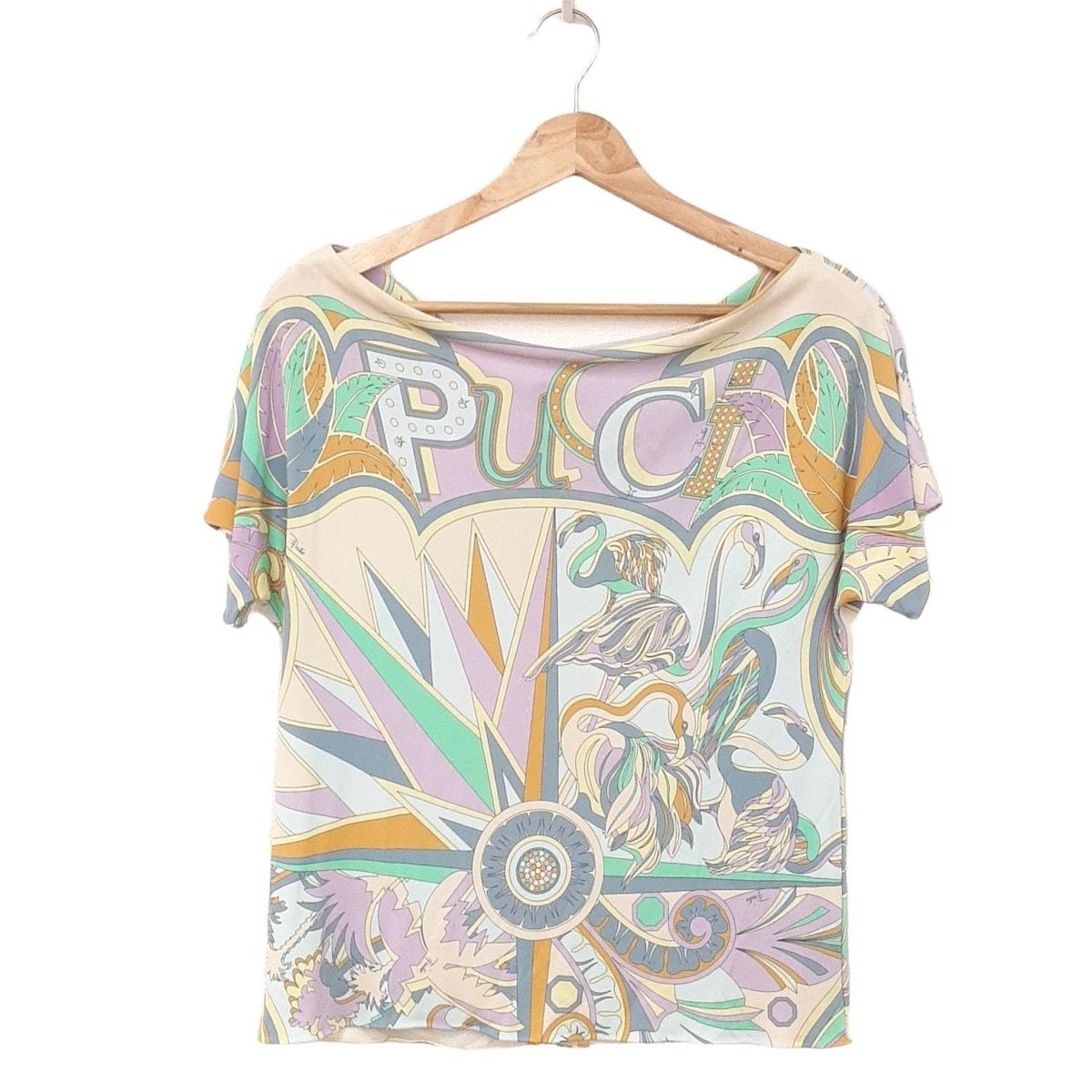 EMILIO PUCCI PUCCI エミリオプッチ 半袖カットソー サイズI 42 レディース - ライトパープル×ライトイエロー×マルチ