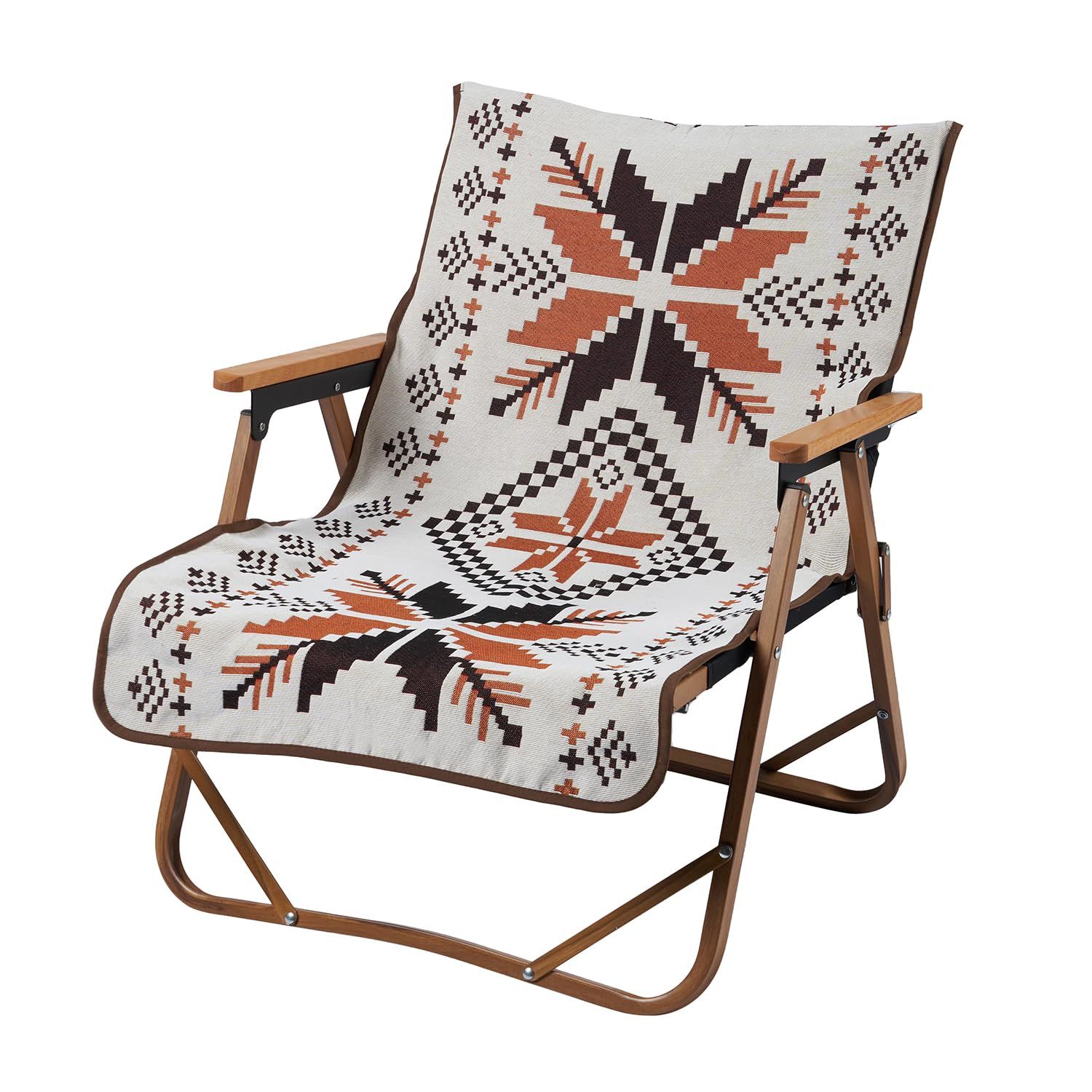 【人気商品】手洗い可能 ネイティブ柄 椅子カバー オルテガ柄 アウトドア おしゃれ キャンプ 人気 チェアカバー 韓国風 リバーシブル 50X90cm…（橙）…