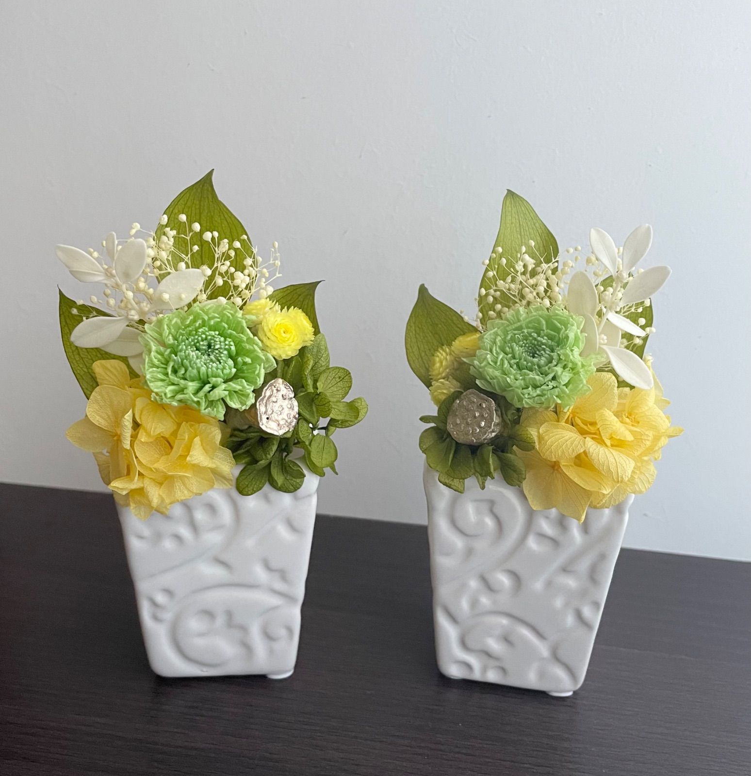 プリザーブドフラワー＊ガラスケース 輪菊 蓮&タッセル ＊仏花 敬老の