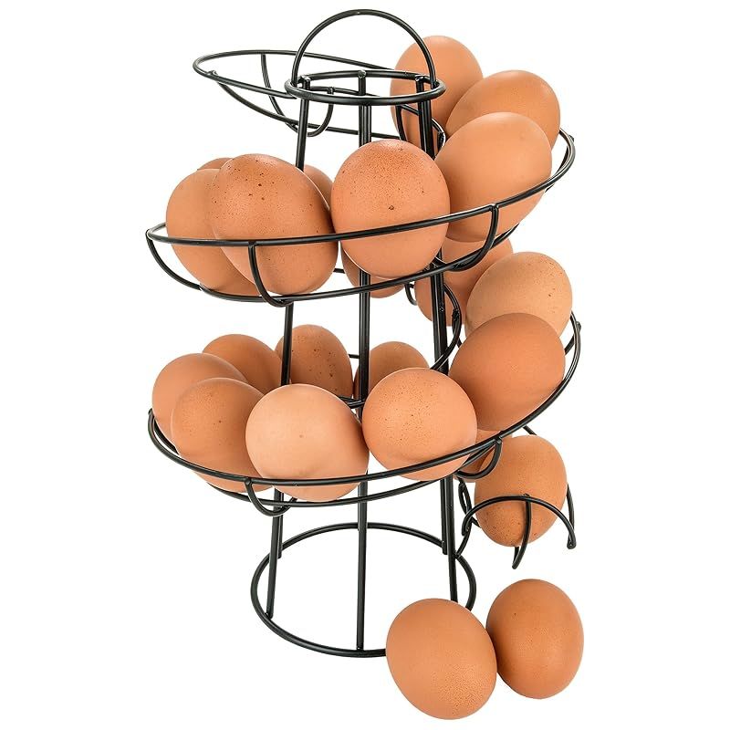  Southern Homewares ブラックスチールエッグスケルターディスペンサーラック - モダンなスパイラルエッグホルダー カウンタートップエッグストレージと整理ラック エッグディスプレイホルダー 1 キッチン 住宅設備