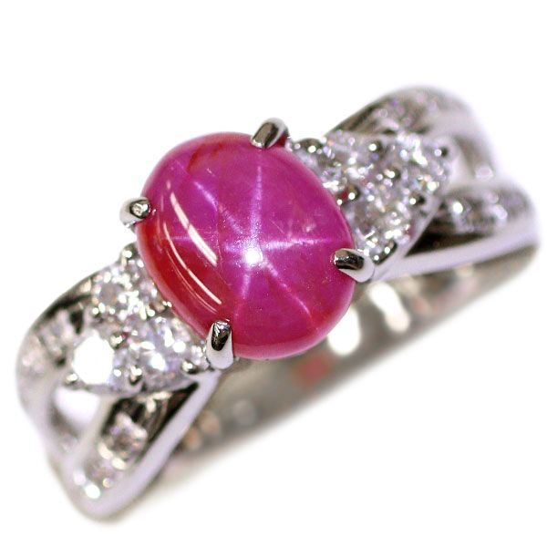 Pt900 スター ルビー ダイヤモンド リング 2.52ct D0.38ct