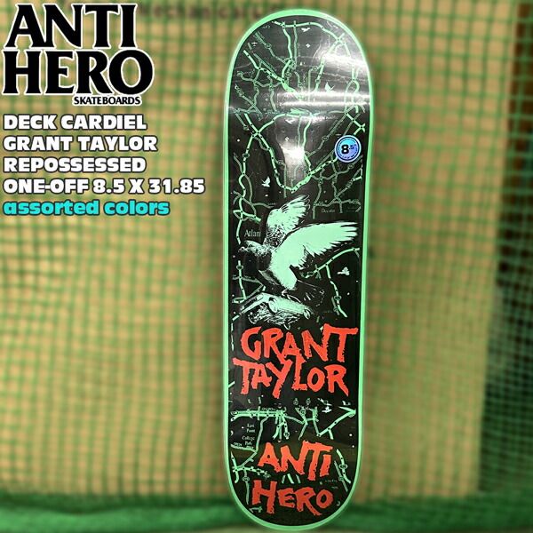 アンタイヒーロー デッキ ANTI HERO DECK CARDIEL GRANT TAYLOR REPOSSESSED ONE-OFF 8.5 X 31.85 グラントテイラー 蓄光モデル スケボー スケートボード