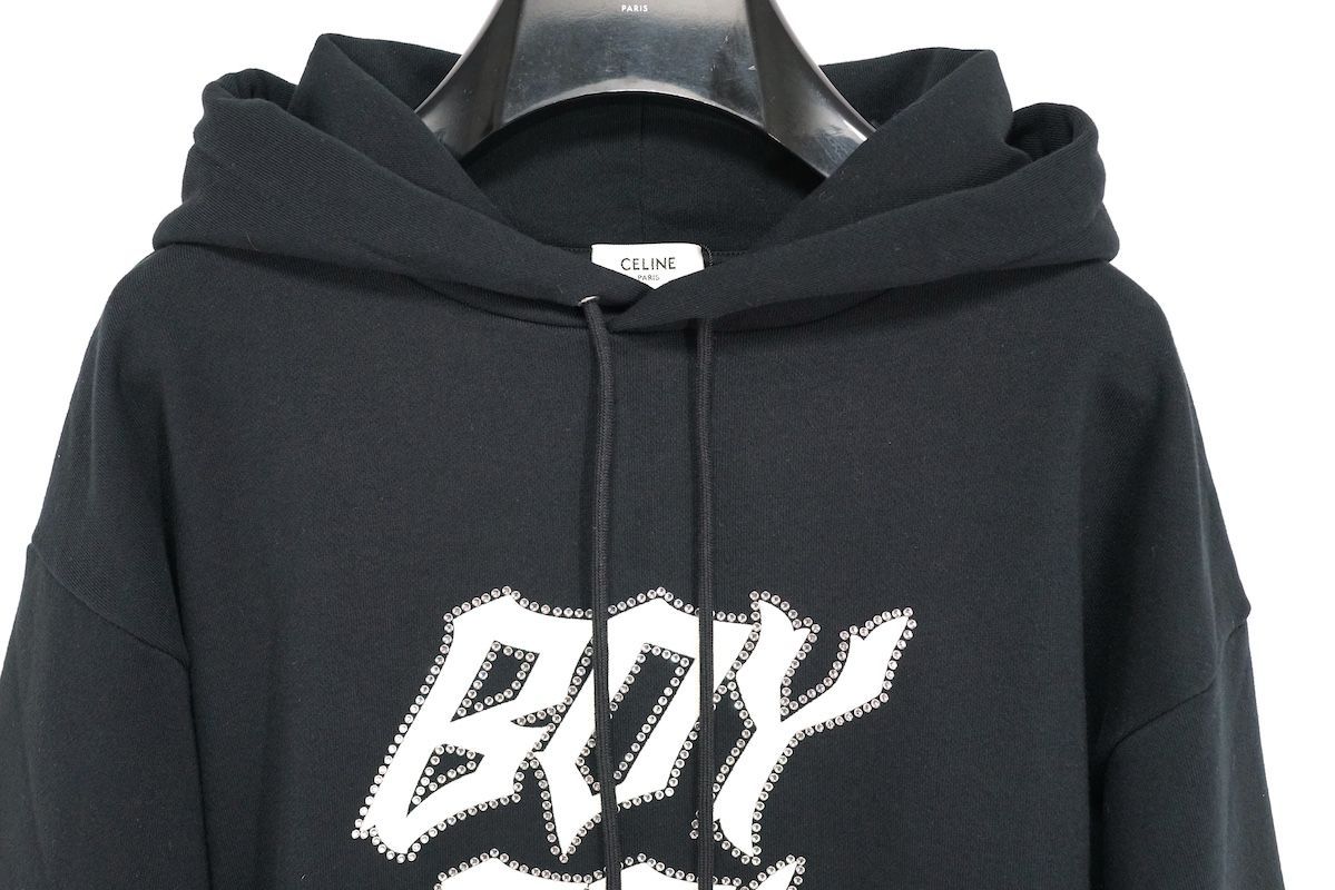 CELINE 幾何学模様 ブラックパーカー S美品 2022AW CELINE セリーヌ BOY DOLL HOODIE ボーイ ドール