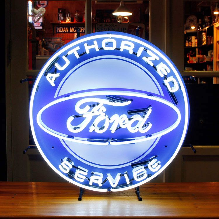 看板 照明 ネオンサイン FORD フォード 縦60×横60×奥行15cm（デザイン部直径57cm） ネオン管 オフィシャルライセンス インテリア アメリカン雑貨