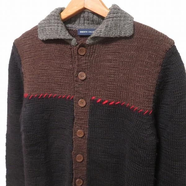 wnc ロベルトコリーナ ROBERTOCOLLINA カーディガン ニット 46 黒 茶