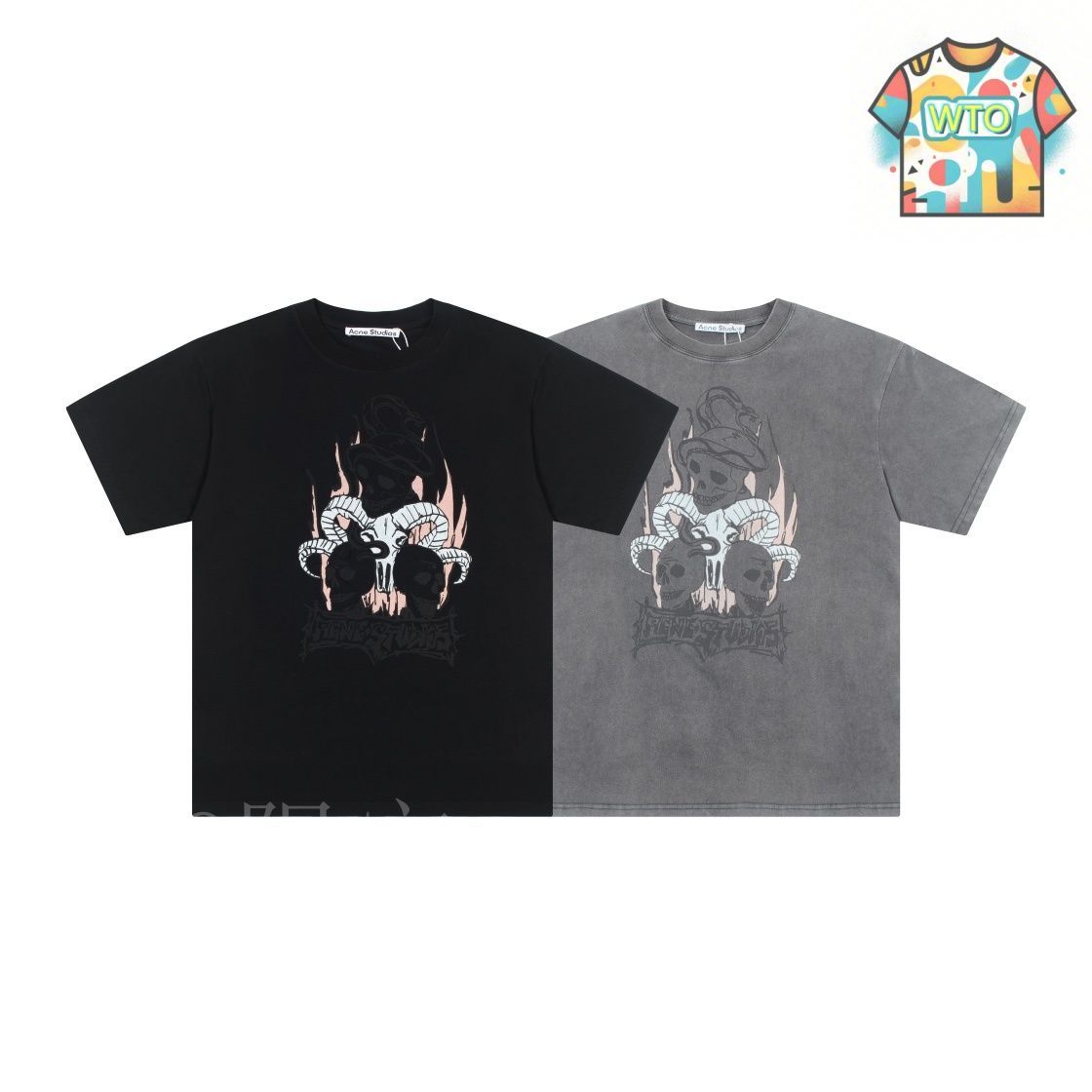 Acne Studios スカルプリントTシャツ 今日WTO】Acne Studios スカルプリント T シャツ-YM14 - メルカリ