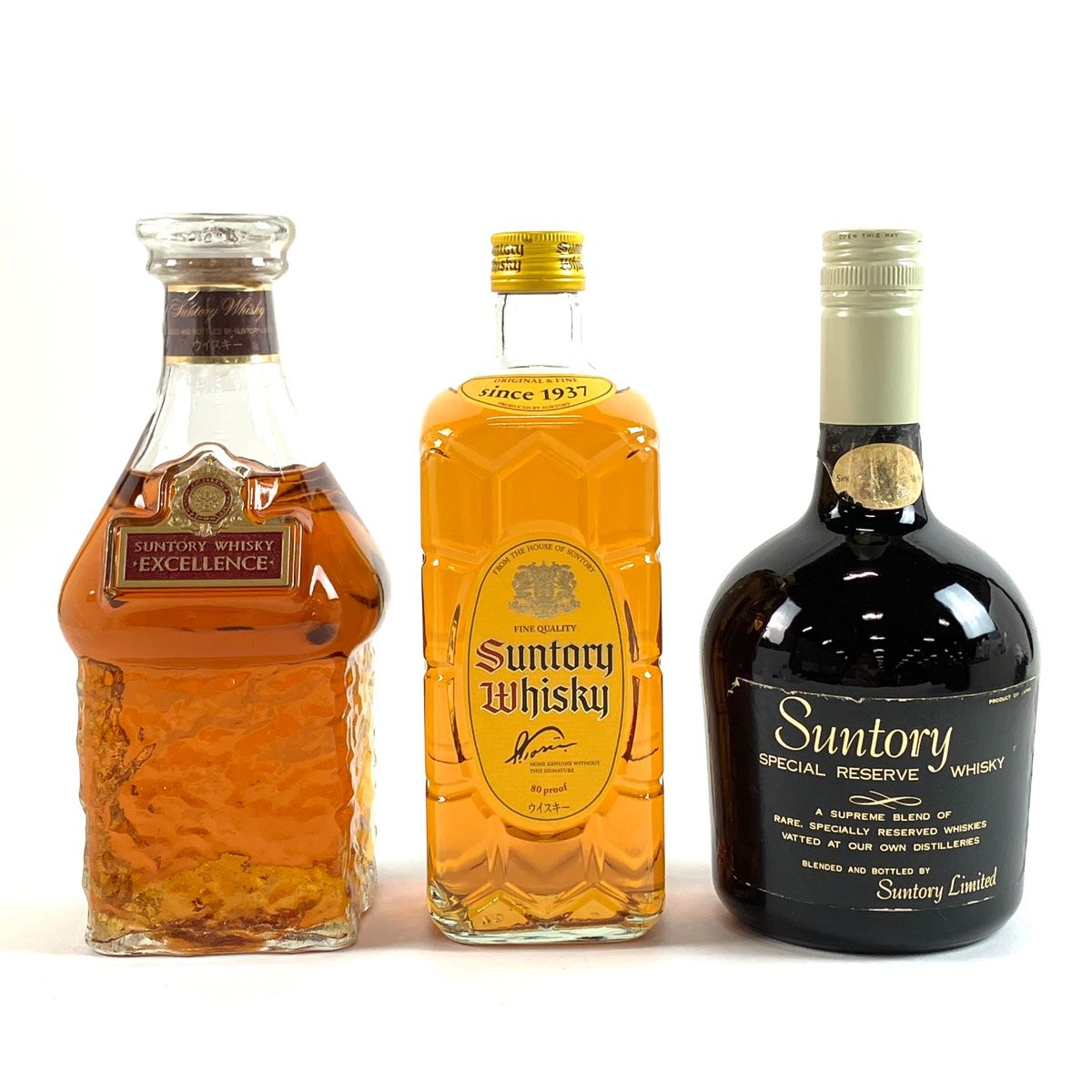 在庫一掃 お届け 3本 サントリー SUNTORY エクセレンス 角瓶 向獅子 リザーブ 750ml ウイスキー セット 古酒