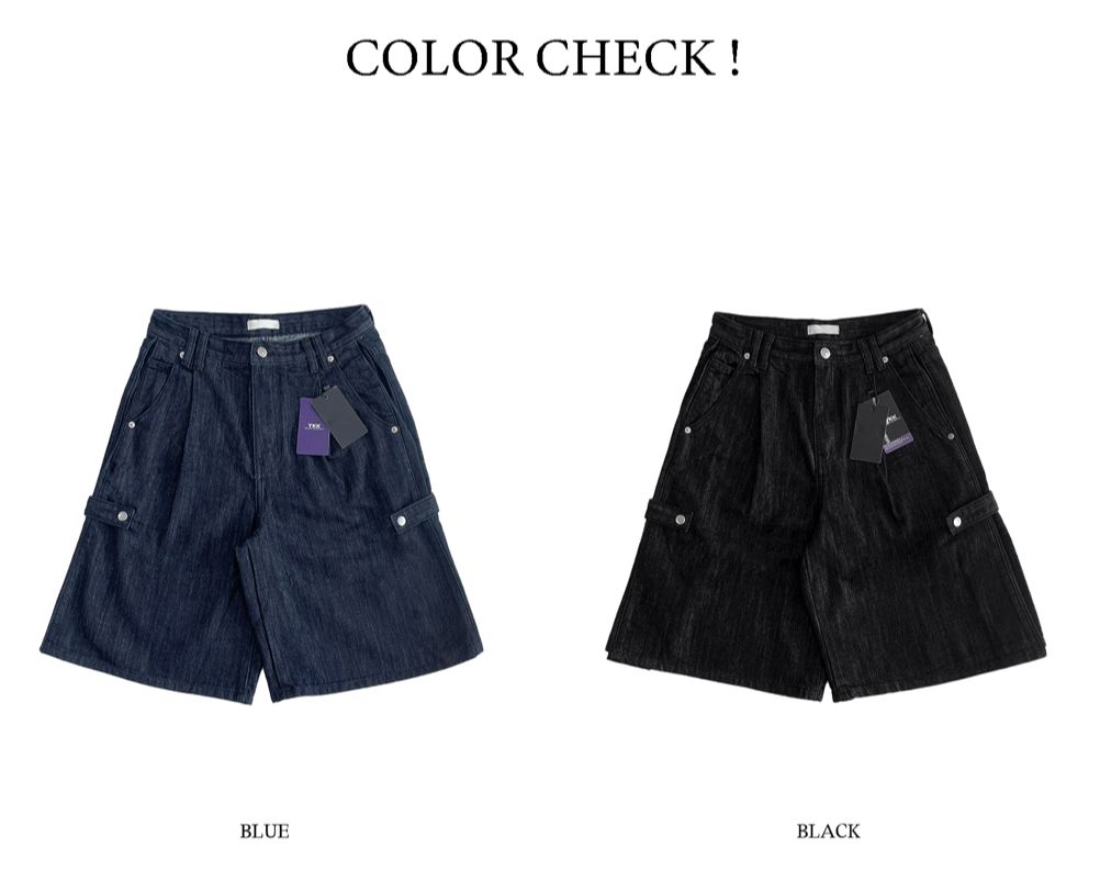 [COSYHARU公式]non-fade bermuda snap denim pants COSYHARU コシハル 公式]色落ちしないバミューダスナップデニム