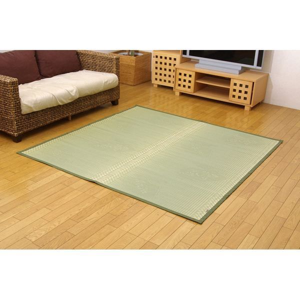 い草 花ござ/ラグマット  日本製 抗菌 防臭 調湿機能 消臭 耐久性抜群 〔リビング ダイニング〕