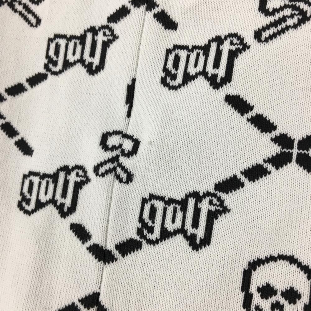 ニットベスト 白×黒