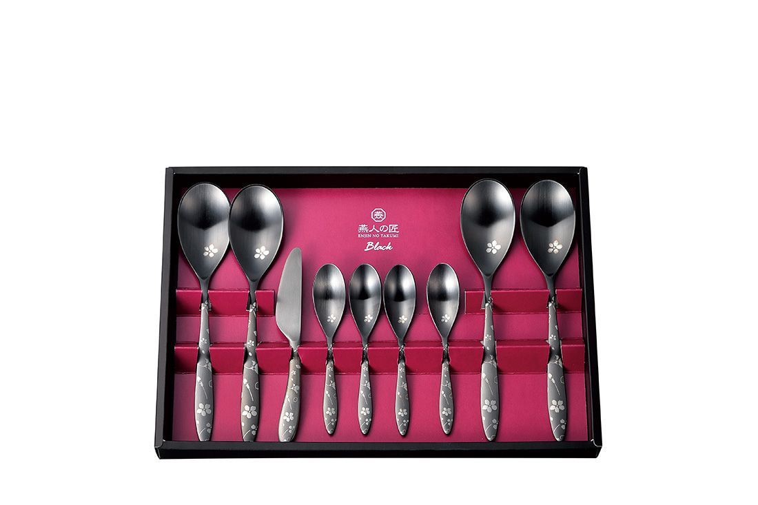 燕人の匠 ブラック 桜吟 カトラリー9pcs