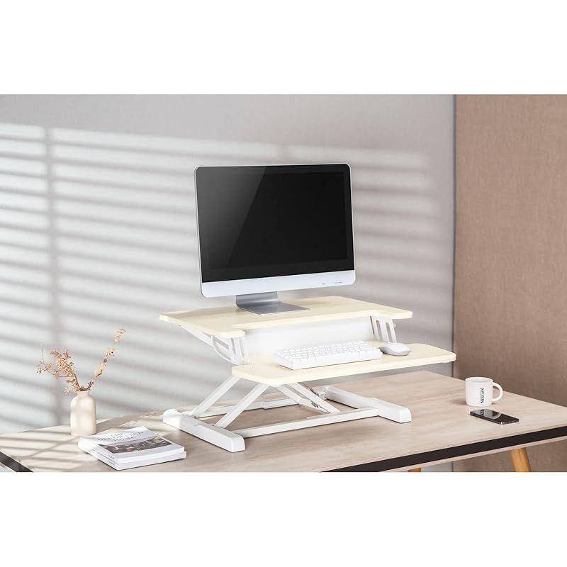 DMM.make 卓上昇降デスク デュアル650メープル 無段階調整 ガス  