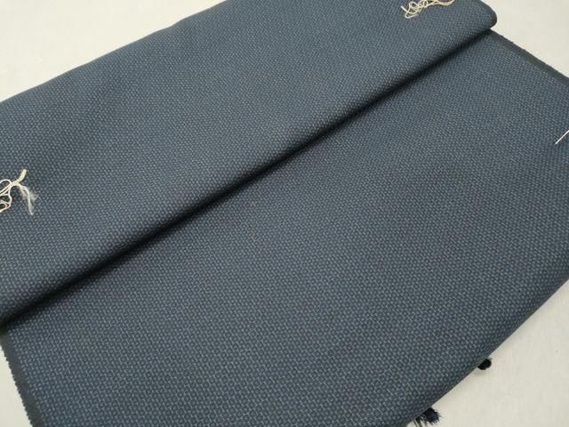 平和屋着物○男性 紬 アンサンブル 結城紬織 色無地 濃藍色 反端 