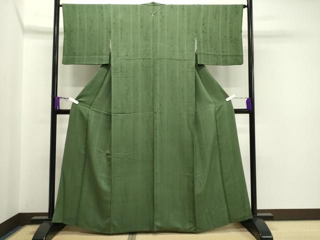 平和屋着物■上質な色無地　抹茶色　正絹　逸品　BAAU3793hj