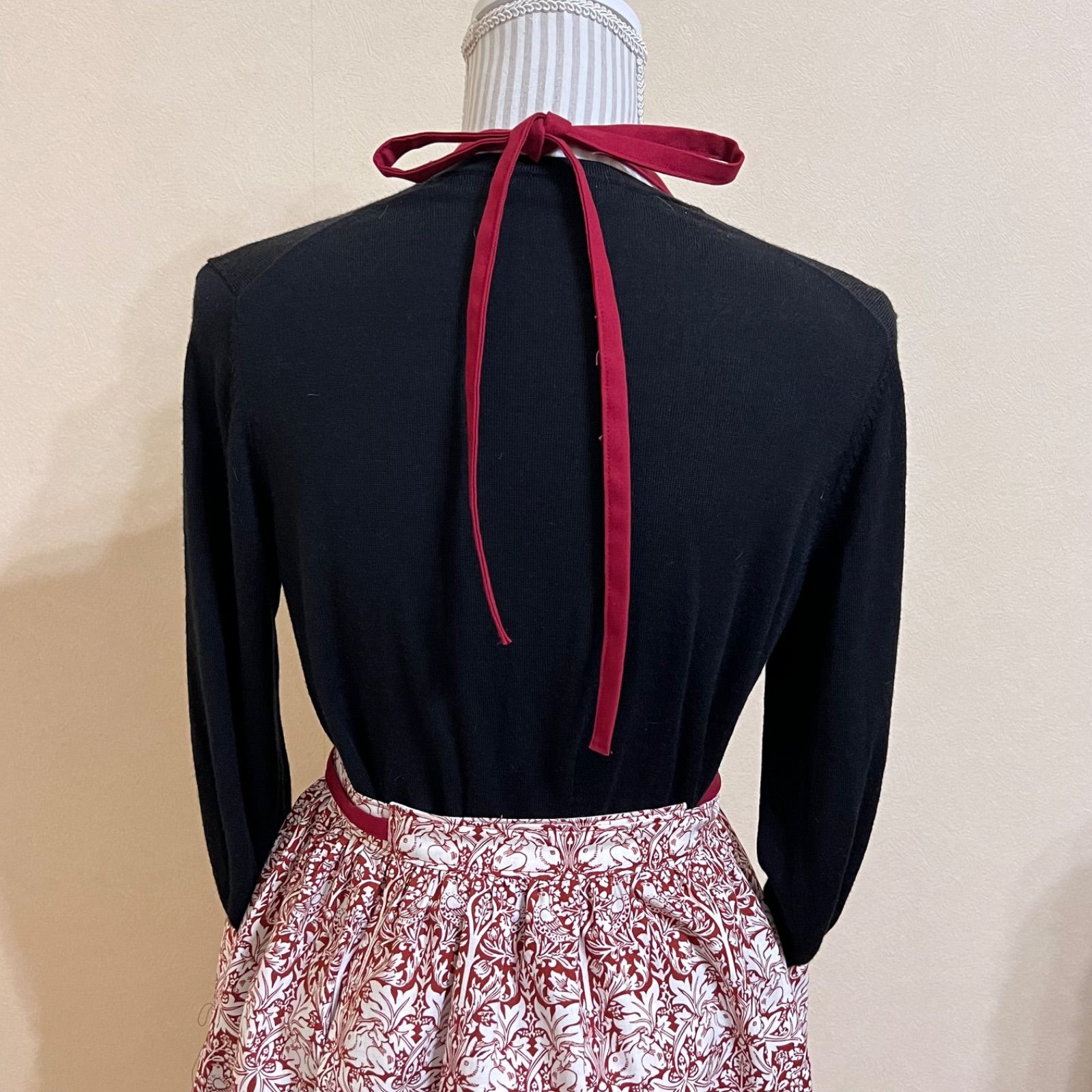 ウィリアムモリス 2wayギャザーエプロン ピンパネル ハンドメイド