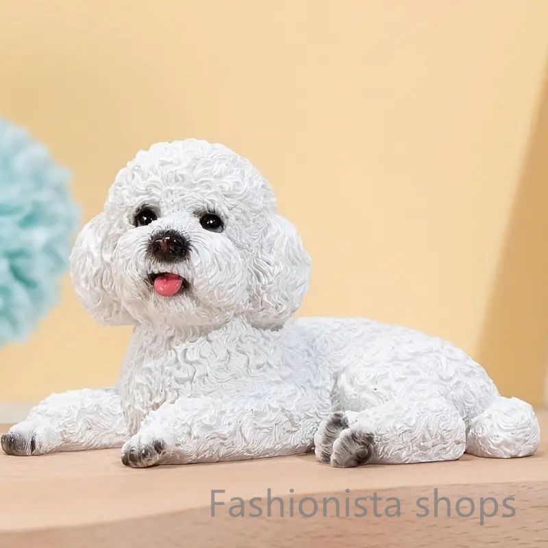 新品未使用】ホワイトプードル樹脂フィギュアかわいいペット犬