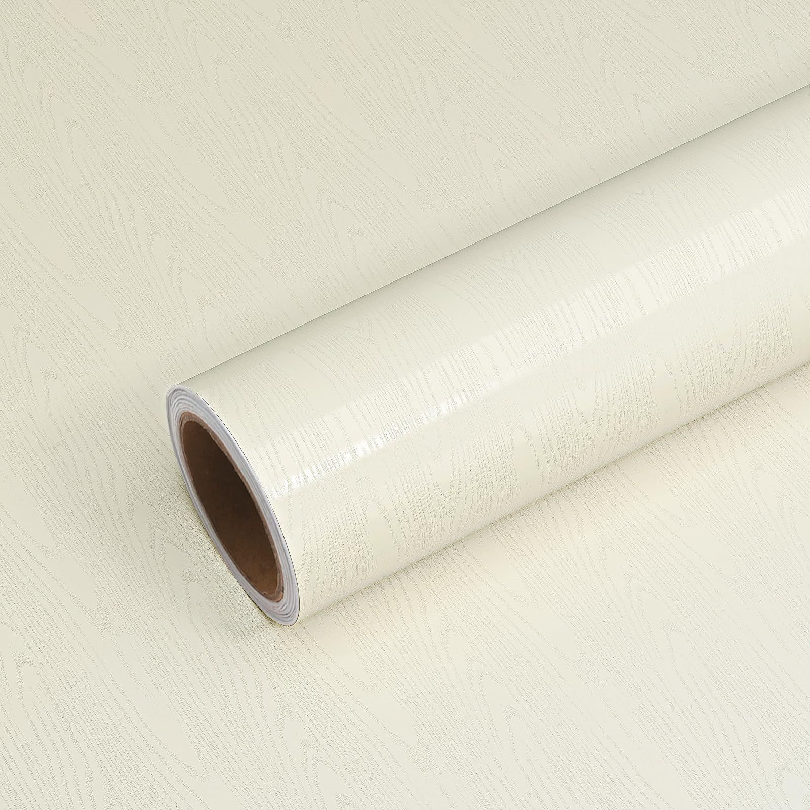 VEELIKE 壁紙シール 木目 ウォールステッカー 無地 乳白 ベージュ 40cmx3mリメイクシート 防水 耐熱 防汚 防油 食器棚シート インテリアシート 剥がせる壁紙 接着剤付き カッティングシール キッチン シート 賃貸OK 模様替え 家