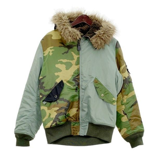HYSTERIC GLAMOUR ヒステリックグラマー カモフラ 中綿ジャケット ブルゾン 0253AB17 メンズ Mサイズ カーキ系 アウター DM16926