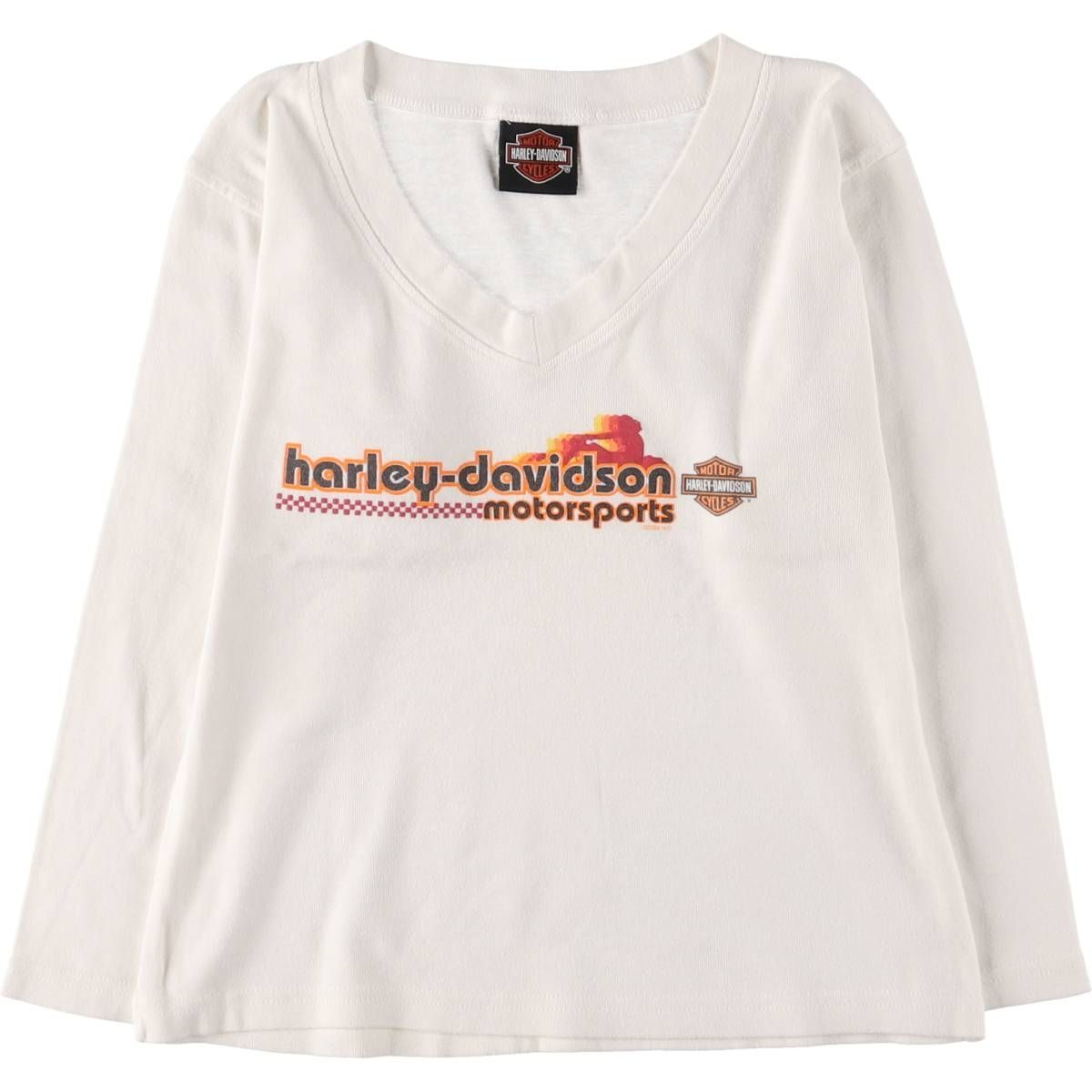 古着 00年代 ハーレーダビッドソン Harley-Davidson Vネック ロングTシャツ ロンT レディースS相当|eaa543072