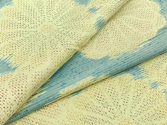 平和屋着物▽上質な紬 単衣 雲取り花文 正絹 逸品 AABB9228jh