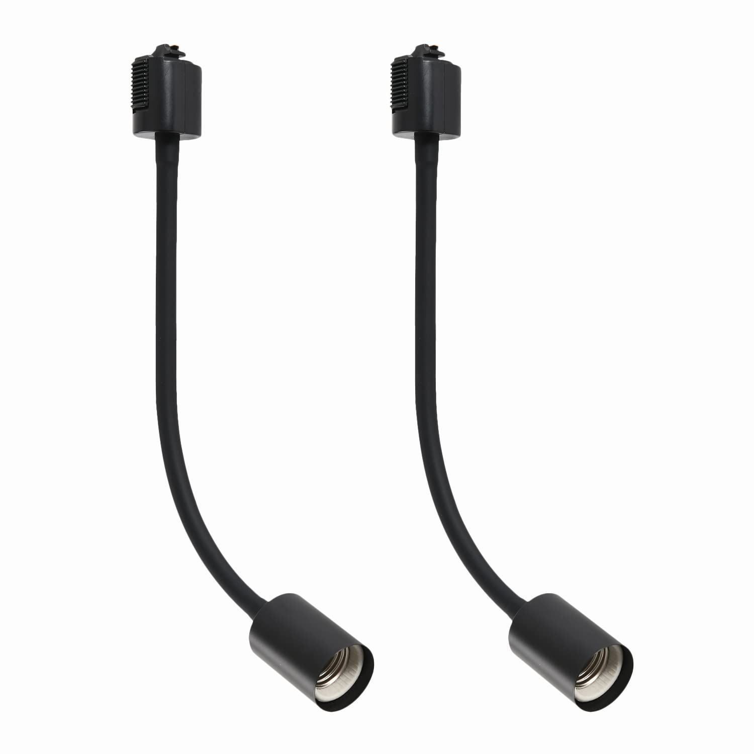 【新着商品】LVWIT ライティングバー用 スポットライト フレキシブルアーム E26口金 ソケット ダクトレール用照明器具 天井照明 自由調節可能 ブラック 2個セット