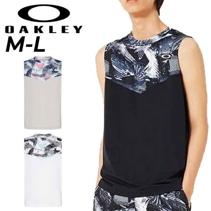 オークリー ノースリーブシャツ メンズ OAKLEY SLANT BLOCKING NS TEE 11.0 テニスウェア ゲームシャツ 吸汗速乾 スリーブレス 袖なし Tシャツ 男性 スポーツウェア トップス タンクトップ トレーニン