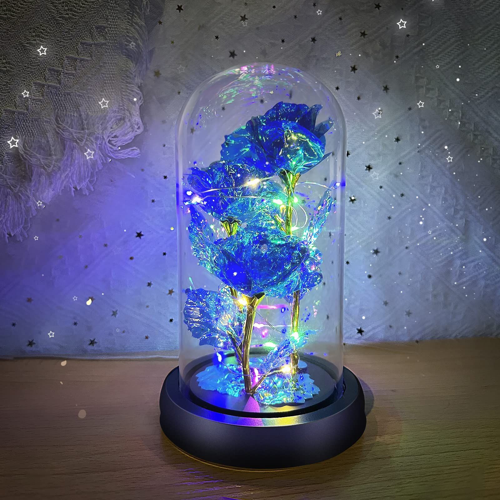 造花 枯れない花 24Kゴールドローズ 薔薇 花束 フラワーライト プレゼントバラ バラ カラーLEDライト付き 電池式 バレンタインデー 母の日 お祝い 誕生日 結婚記念日 【三つの枯れないローズ