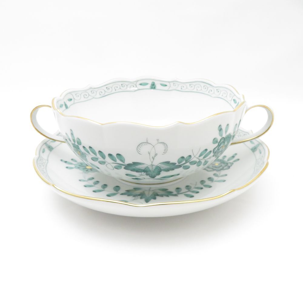 MEISSEN マイセン インドの華 340310 スープカップ＆ソーサー 1客 インディアンミドルグリーン SC7807D1