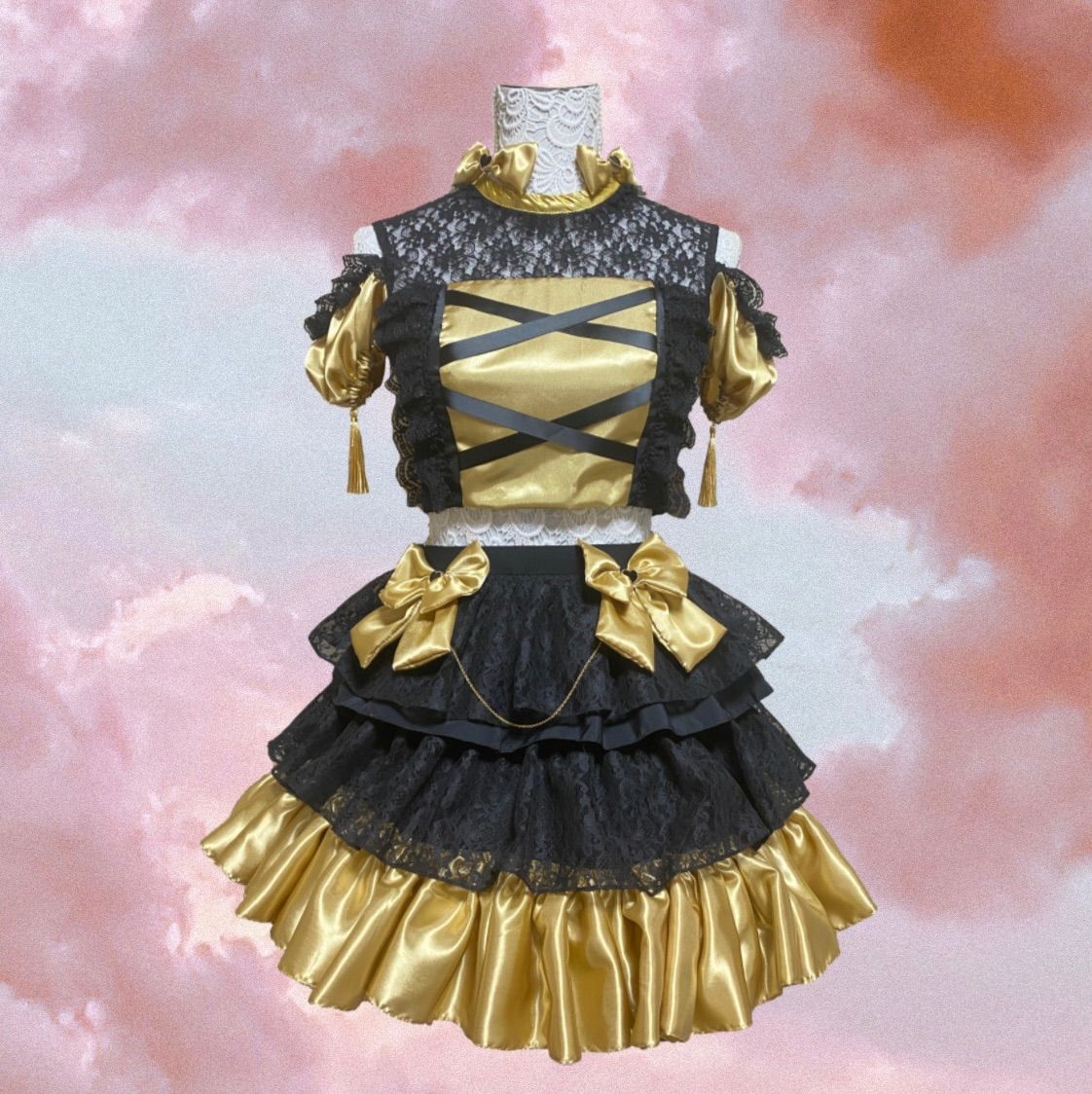 アイドル衣装　コンカフェ衣装　ハンドメイド アイドル衣装 ハンドメイド ピンク チェック柄 セットアップ