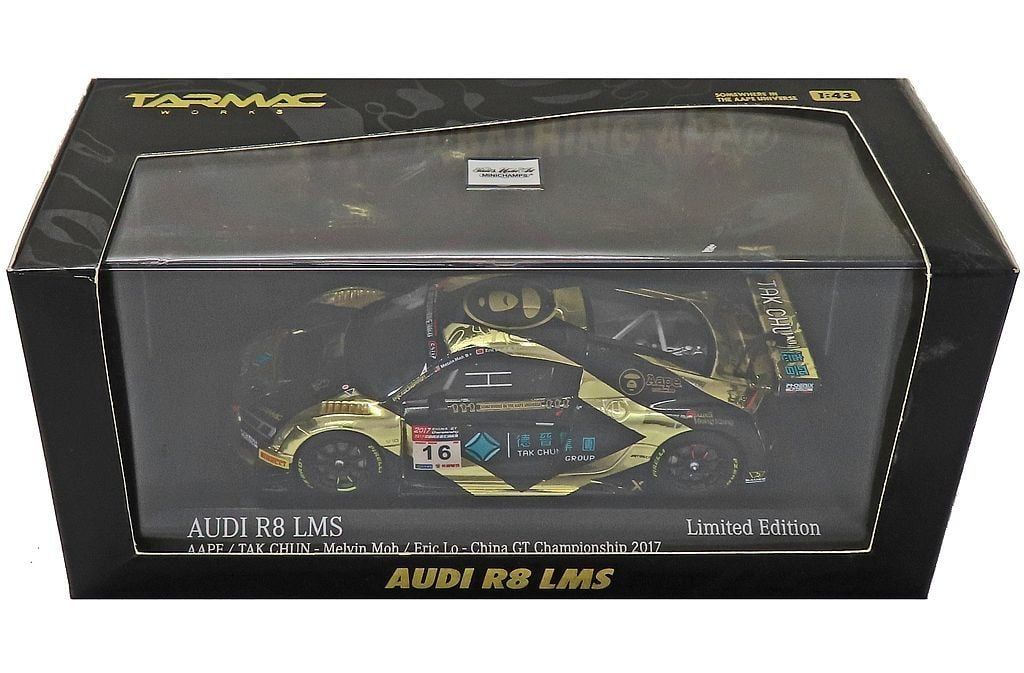ミニカー 1|43 AUDI R8 LMS CHINA GT INTERNATIONAL 2017 AAPE|TAK CHUN 16 ブラック×ゴールド 437171116