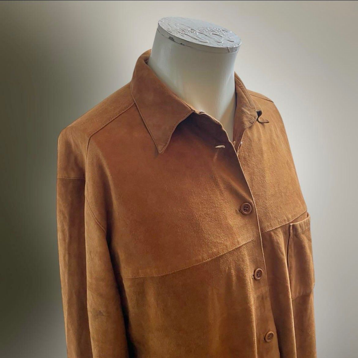 .イタリア製 90s レザーシャツ スエード ヨーロッパ ヴィンテージ 革