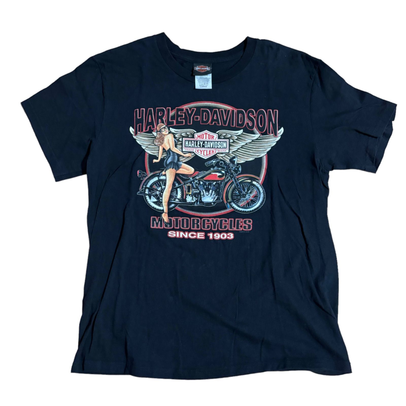 アメリカ製 USA製 Harley Davidson ハーレーダビッドソン 半袖Tシャツ ブラック 両面プリント Lサイズ - メルカリ