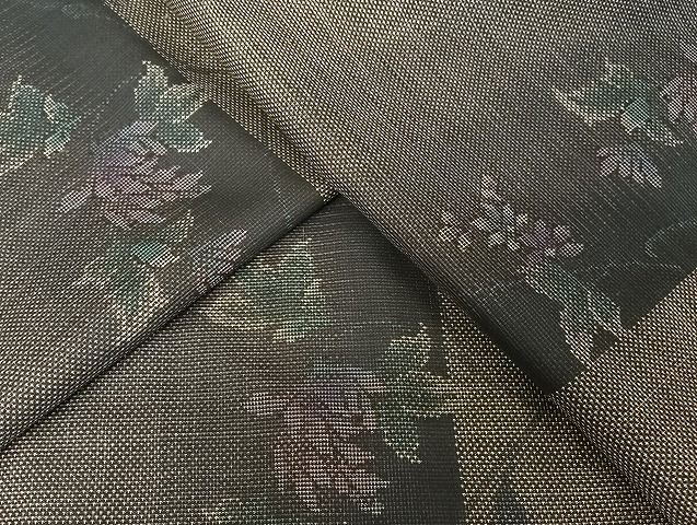 平和屋着物●本場大島紬　９マルキ　草花文　正絹　逸品　AAAU4320np ストア 平和屋着物○本場大島紬 9マルキ 草花文 正絹 逸品 AAAU4320np