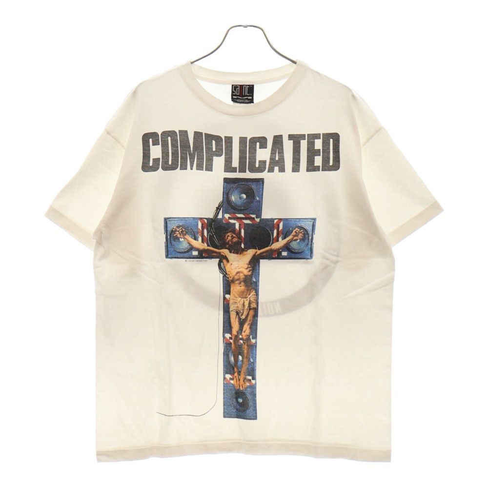 SAINT MICHAEL (セントマイケル) 23AW ×カワムラ コウスケ コンプリート キリスト プリント ヴィンテージ加工 半袖Tシャツ ホワイト SM-A23-0000-C18
