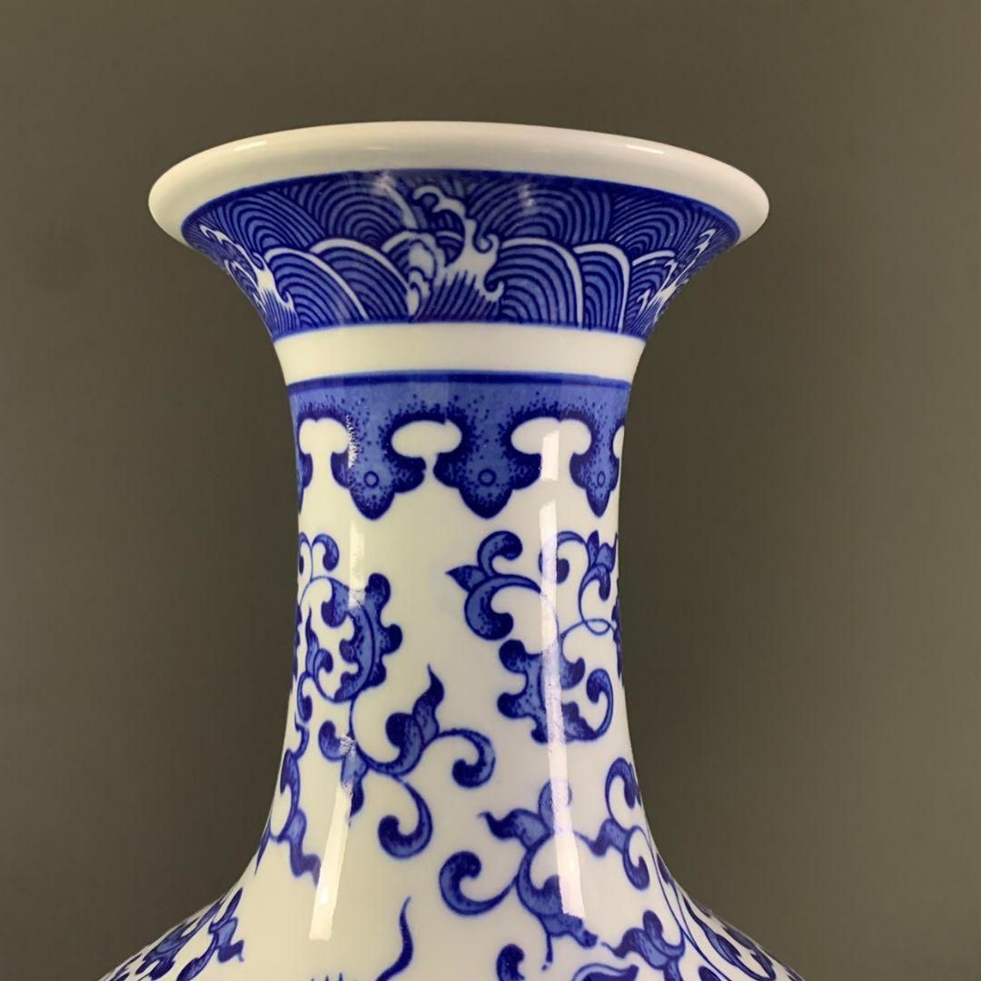 清乾隆青花龍紋賞瓶 景徳鎮 陶磁器 装飾品 現代工芸品 美術品