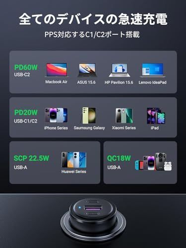 在庫処分】 UGREEN 69W しがーソケット usb 急速充電器