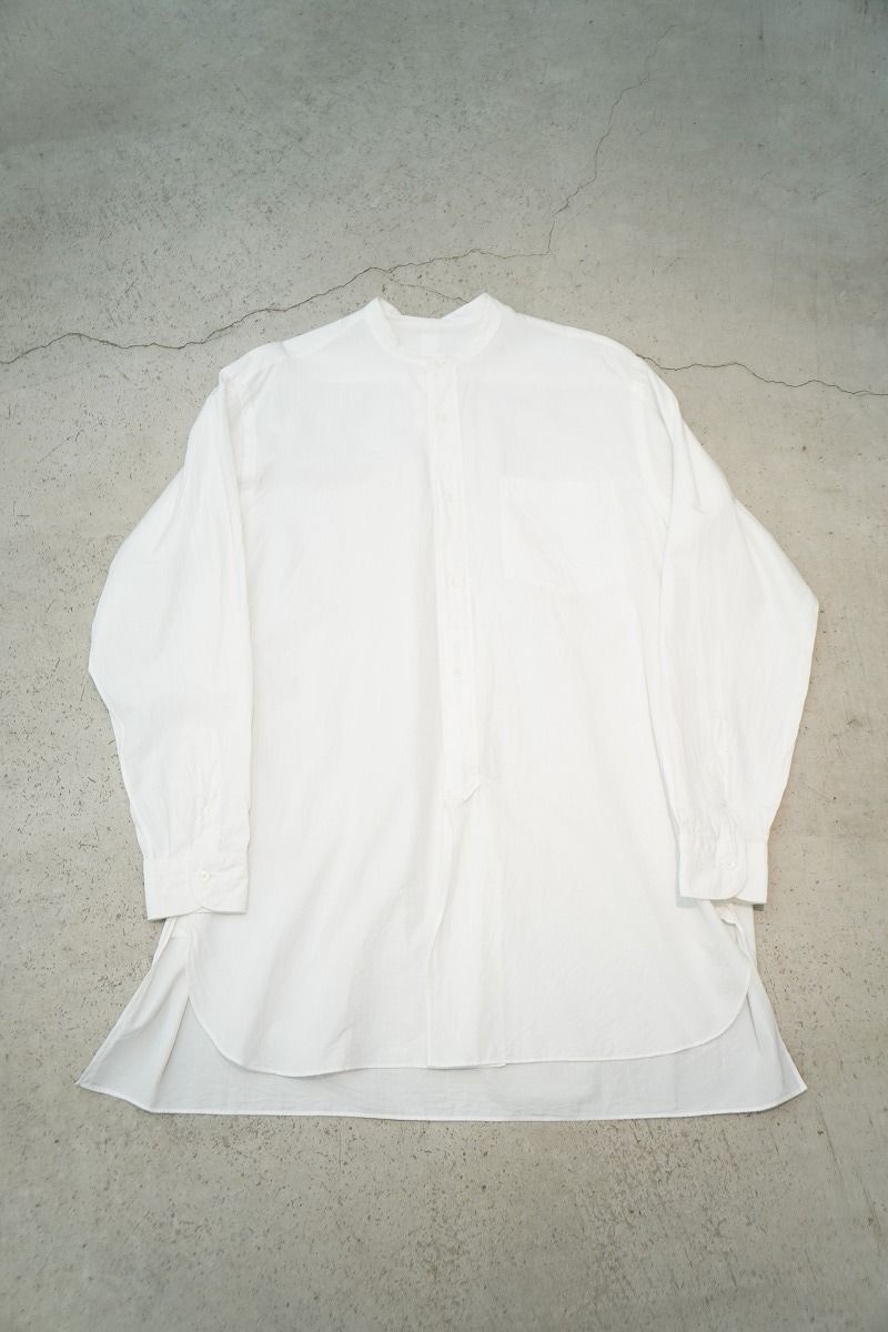 正規 COMOLI コモリ Basic Band Collar Shirt ベーシック バンドカラー シャツ プルオーバー 長袖 白 R01-02002 3白本物1005P♪