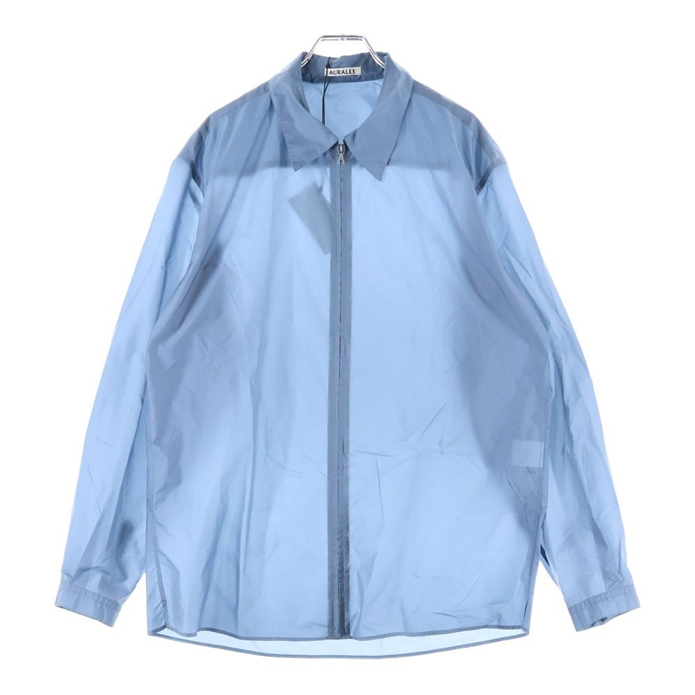 AURALEE オーラリー 24SS LIGHT NYLON ZIP SHIRT ライトナイロン 長袖ジップアップジャケット ライトブルー A24SS02DN