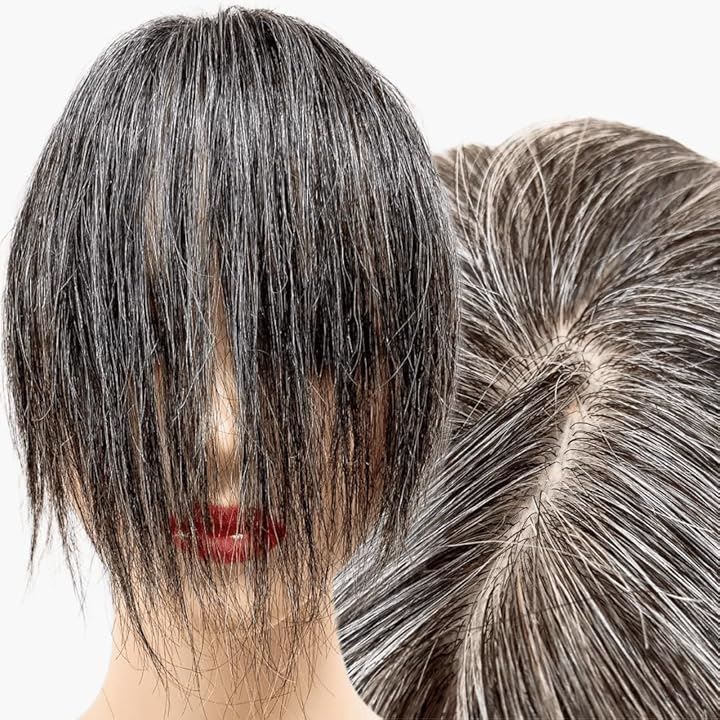 ルスブリラーレ Luce brillare 部分ウィッグ かつら ヘアピース ポイントウィッグ 白髪 グレイヘアー 女性 レディース 人毛mix ショート 前髪 白5黒5 人毛 グレイヘアーショート 前髪未カット＆ベース大