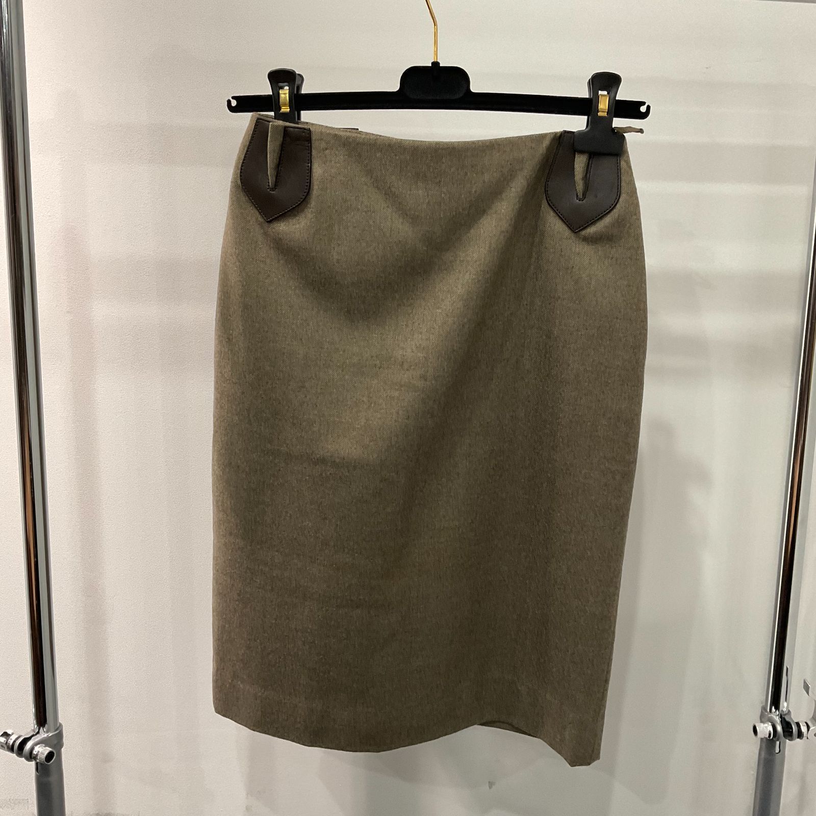 HERMES エルメス レザーパッチ スカート 36 スカート D25082338