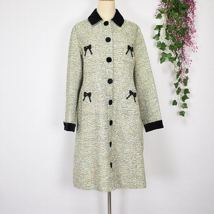 スーパービューティー ラメ ツイード ロング丈 コート ベロア