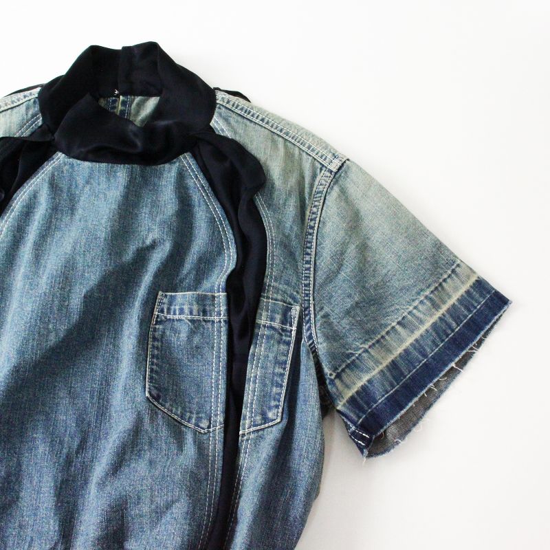 サカイ sacai 美品 19-04572 デニム切替ワンピース 2/インディゴ