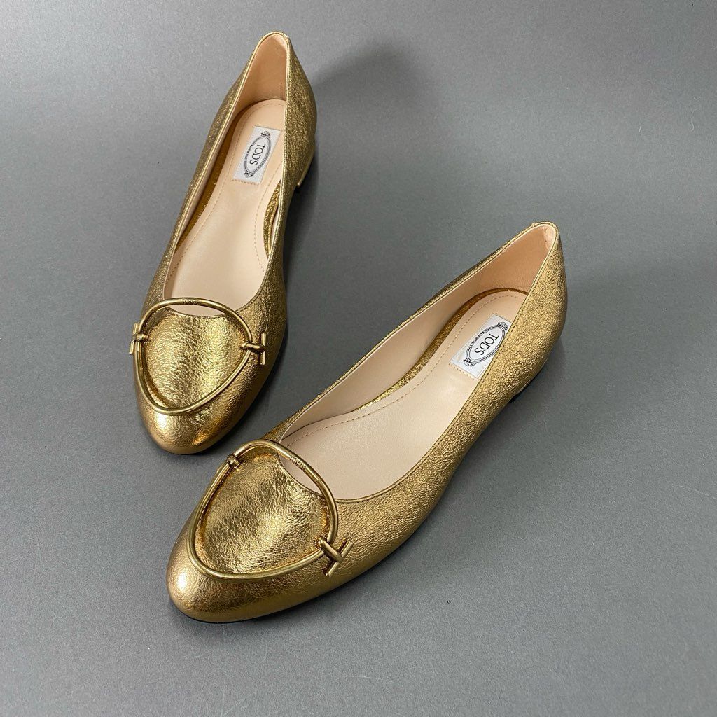 TODS トッズ バレリーナ フラットシューズ　40 メタリックゴールド TODS トッズ バレリーナ フラットシューズ40 メタリックゴールド