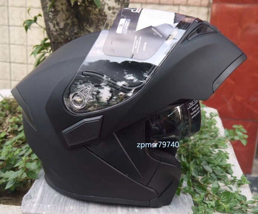 バイク オンロード用ヘルメットダブルレンズフルフェイスヘルメット艶消しブラック