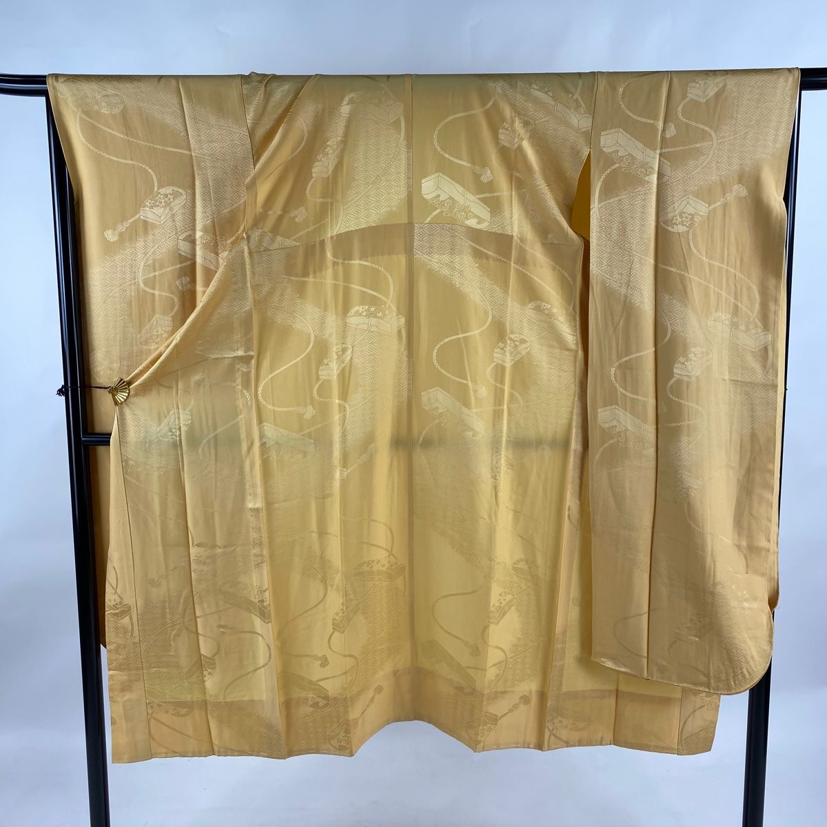 長襦袢 身丈133cm 裄丈68.5cm L 振袖用 地紋 薄茶色 正絹 名品