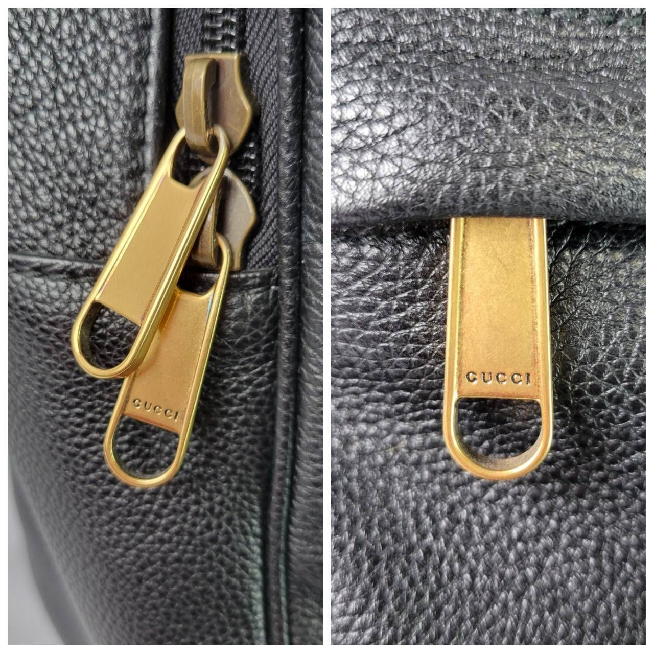GUCCI グッチ リュック バックパック ロゴ プリント レザー 黒