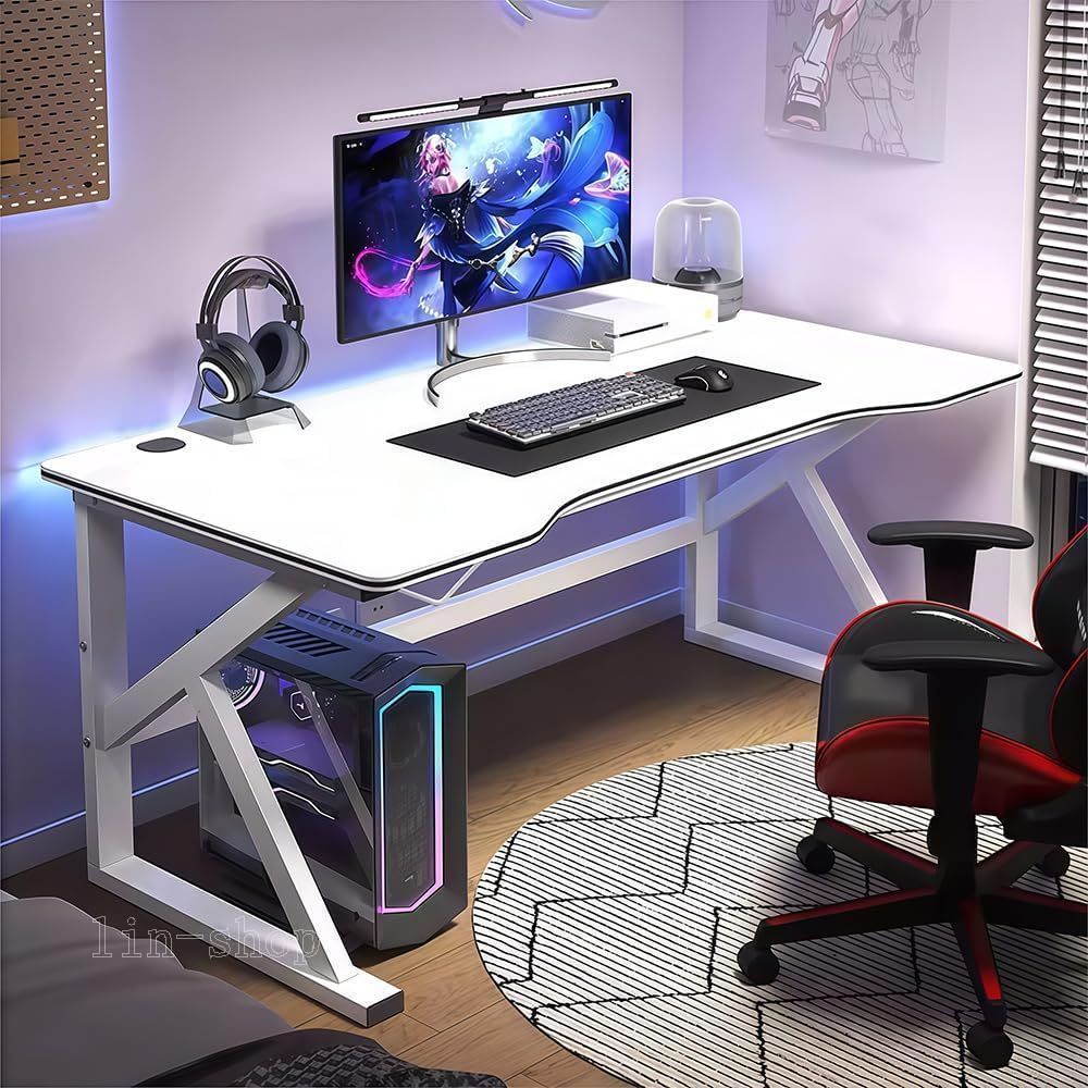 ゲーミングデスク パソコンデスク 幅80 机 配線ホール付き pcデスク 簡単組み立て 作業・ゲーム・学習用 おしゃれ 組立簡単