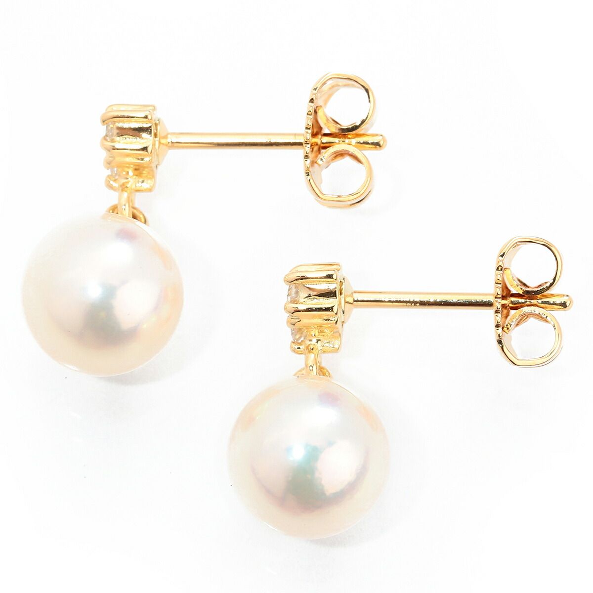 ミキモト MIKIMOTO パールピアス 真珠 ダイヤモンド K18 中古 