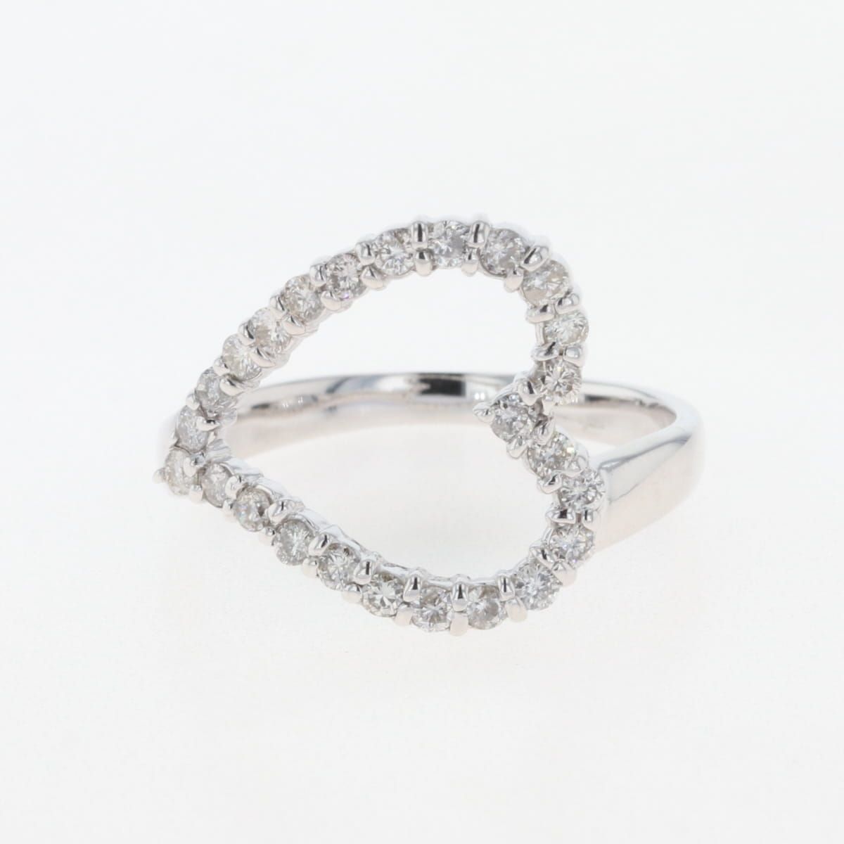 ハートモチーフ リング WG ホワイトゴールド 指輪 メレダイヤ リング  