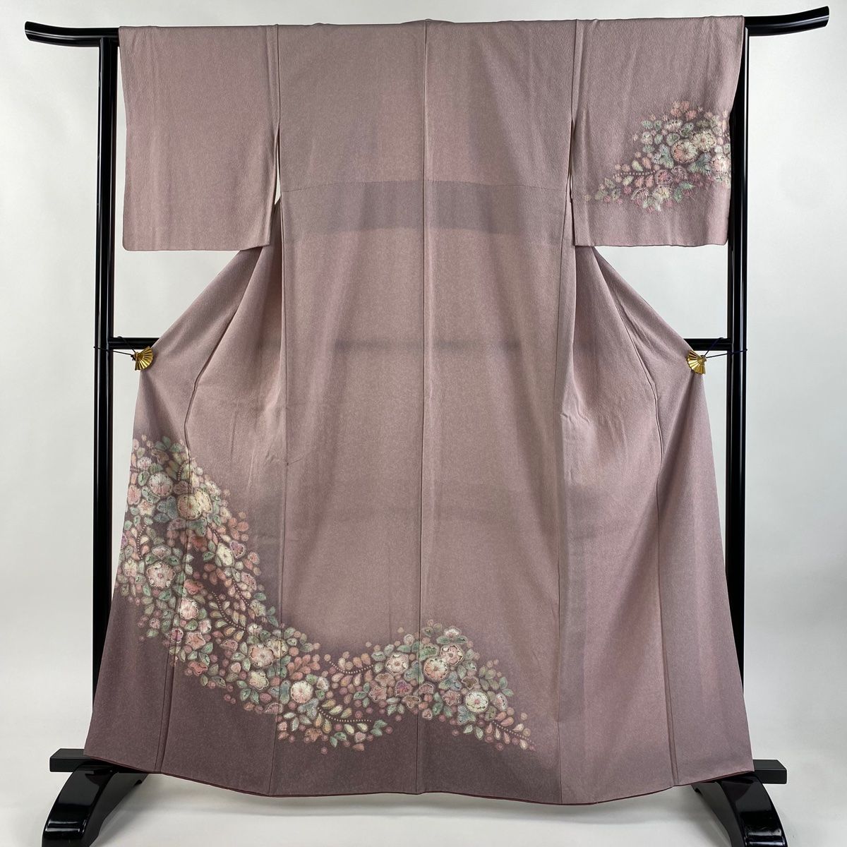 訪問着 身丈161.5cm 裄丈64.5cm M 袷 辻が花柄 ぼかし 薄紫 正絹